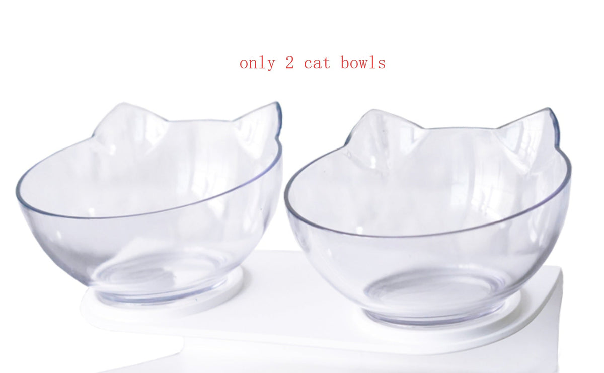 Introducing the New Inclined Food Cat Ear Oblique Mouth Transparent Single Pet Bowl