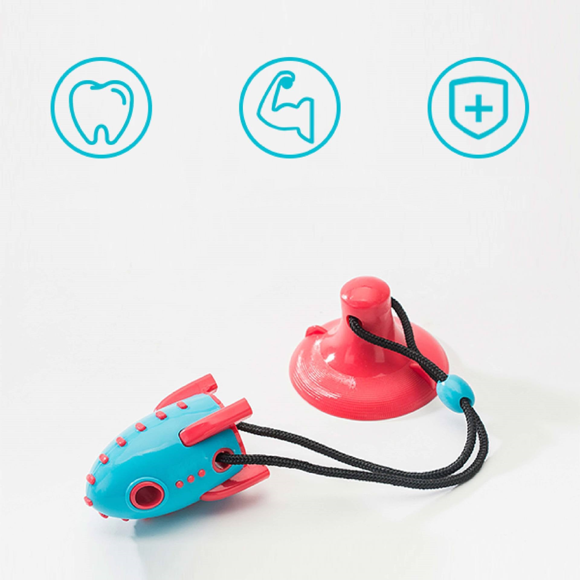 Pet Rocket Toy With Food Dispensing Bite Resistant Design