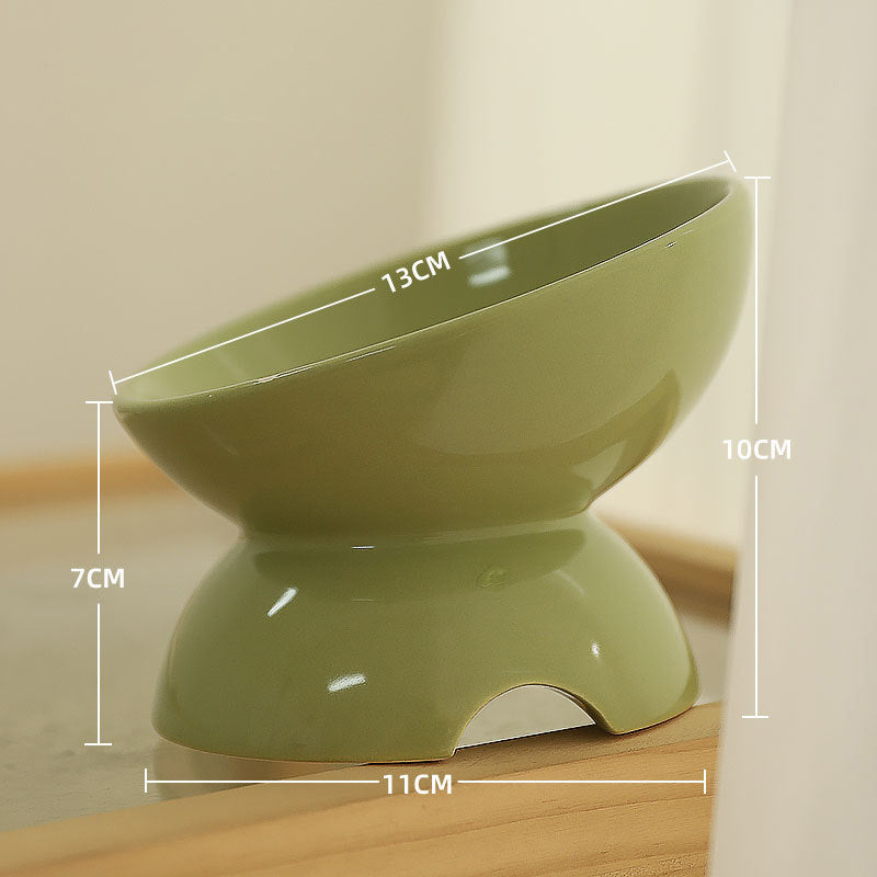 Pet Ceramic Angled Feeding Bowl For Neck Comfort