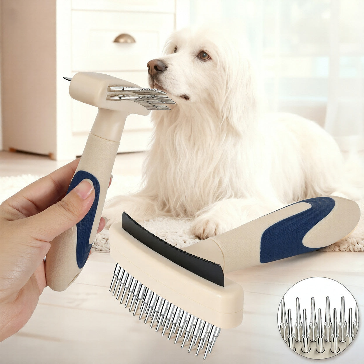 Pet Grooming Brush For Loose Hair Removal And Detangling Tool