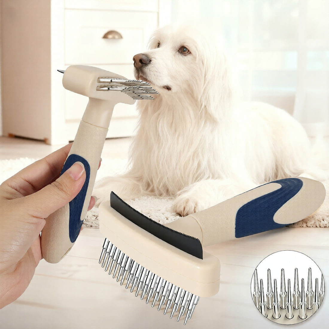Pet Grooming Brush For Loose Hair Removal And Detangling Tool