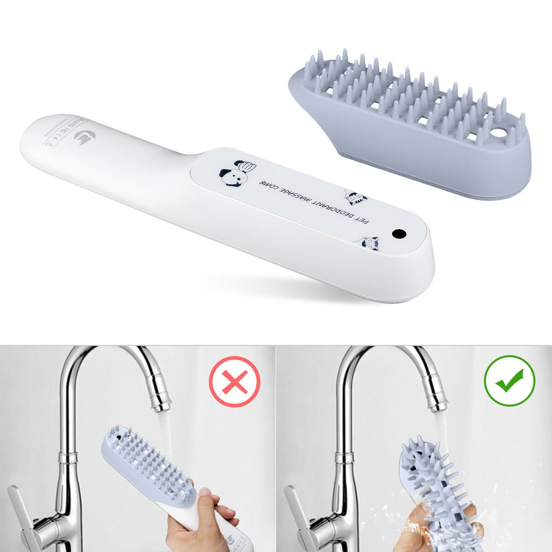 Pet Silicone Massage Grooming Brush Deodorizing Cleaning Comb