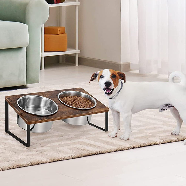 Pet Wooden Iron Feeding Rack Bowl Stand System