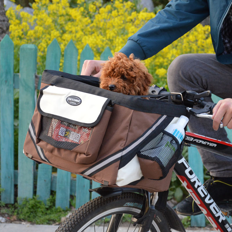 Pet Bicycle Carrier Removable Handlebar Front Basket Travel Bag
