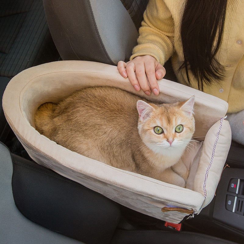 Portable Pet Car Seat Central Console Travel Carrier Bed