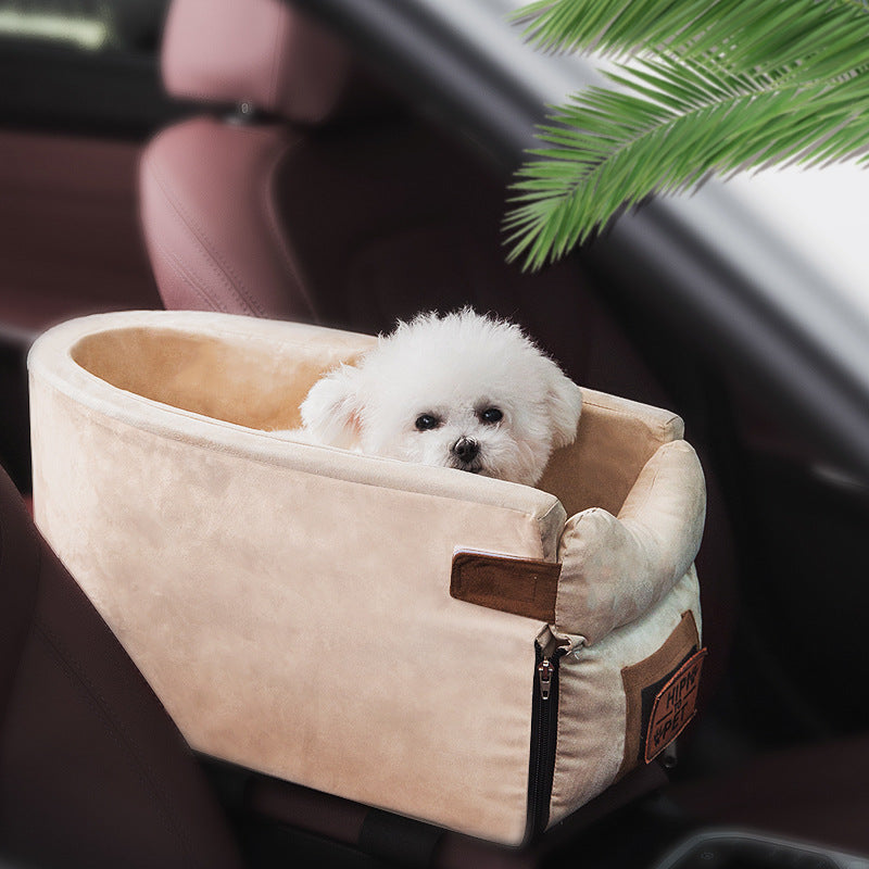 Portable Pet Car Seat Central Console Travel Carrier Bed