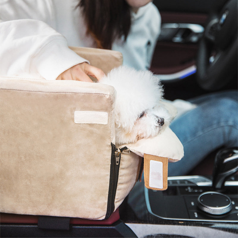 Portable Pet Car Seat Central Console Travel Carrier Bed