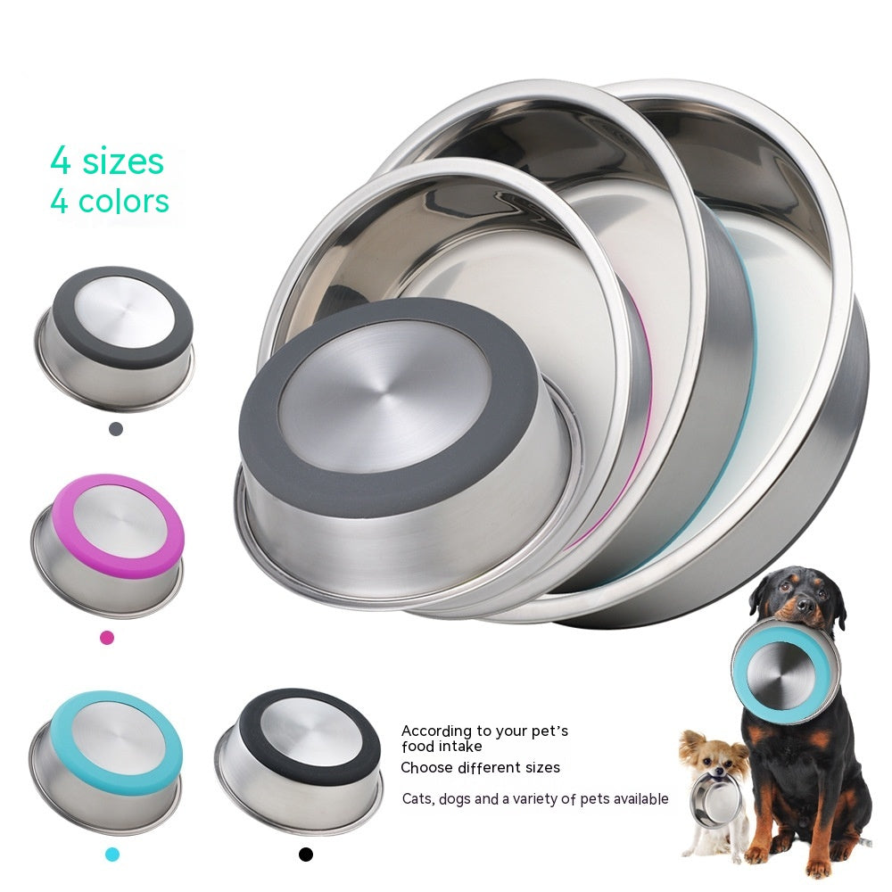 Pet Silicone Stainless Steel Feeding And Drinking Bowl
