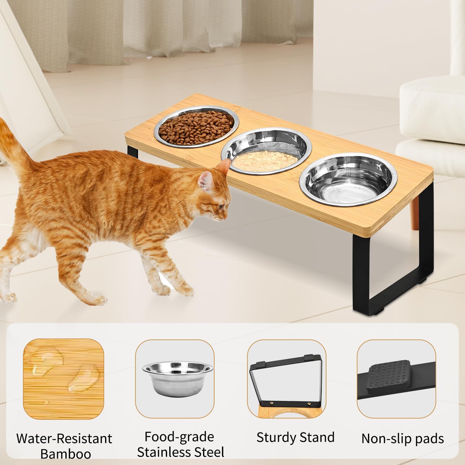 Pet Wooden Iron Feeding Rack Bowl Stand System