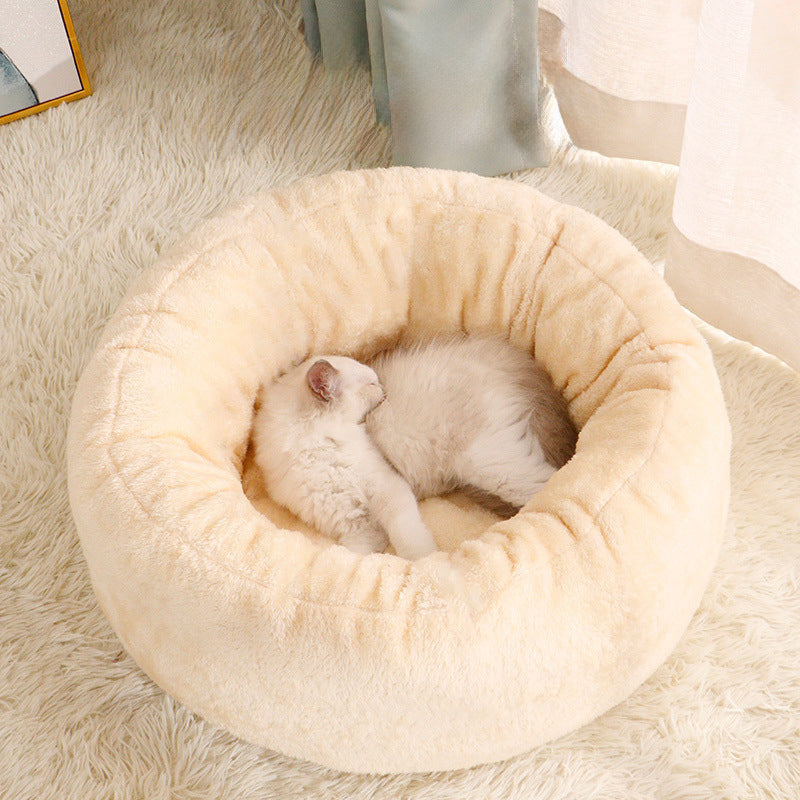 Pet Donut Round Plush Warm Cozy Sleeping Bed EU Warehouse