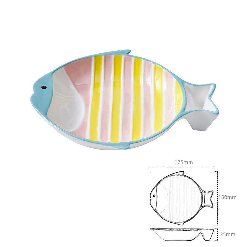 Pet Fish Shaped Ceramic Feeding Plate Bowl