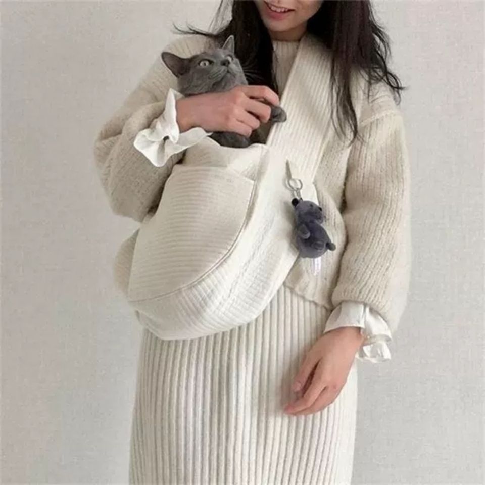 Portable Pet Carrier Canvas Shoulder Tote Travel Bag Breathable