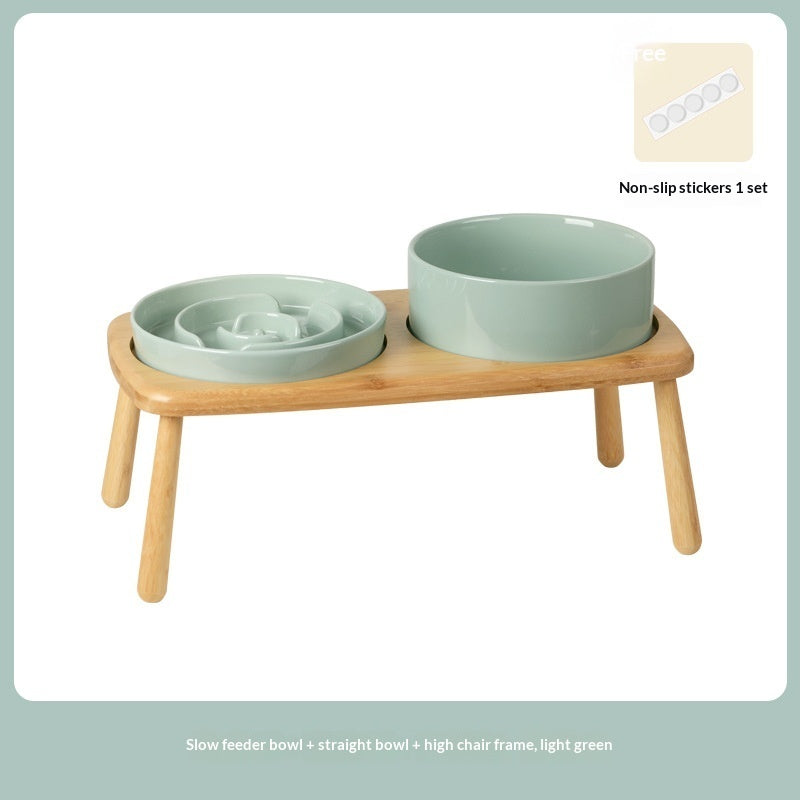 Pet Ceramic Slow Feeding Bowl Anti-Choking Tip-Proof Feeder