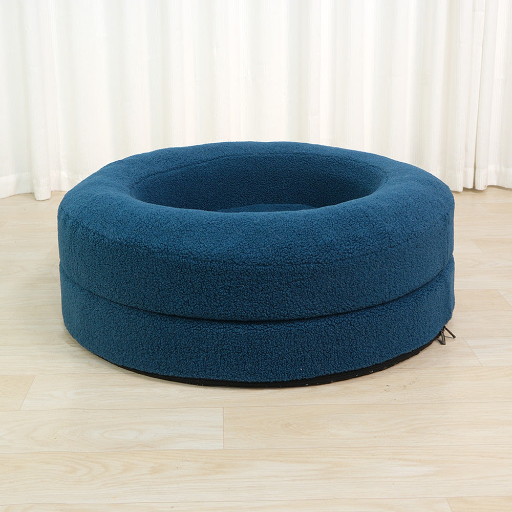 Pet Solid Color Round Leisure Bed Cozy Sleeping Nest