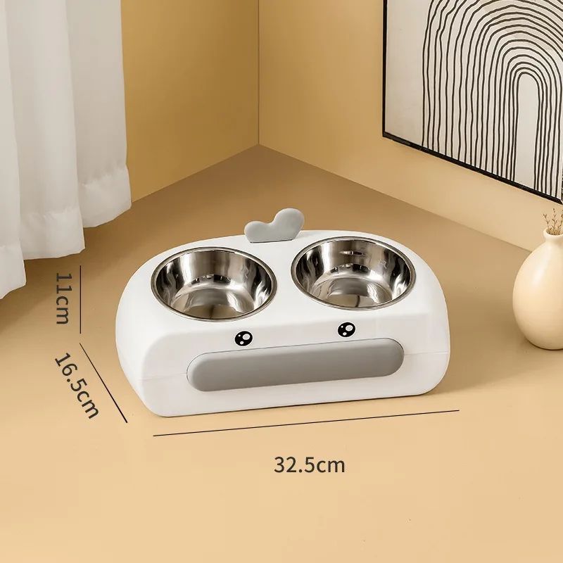 Pet Duck Design Double Bowl Feeding And Drinking Tray