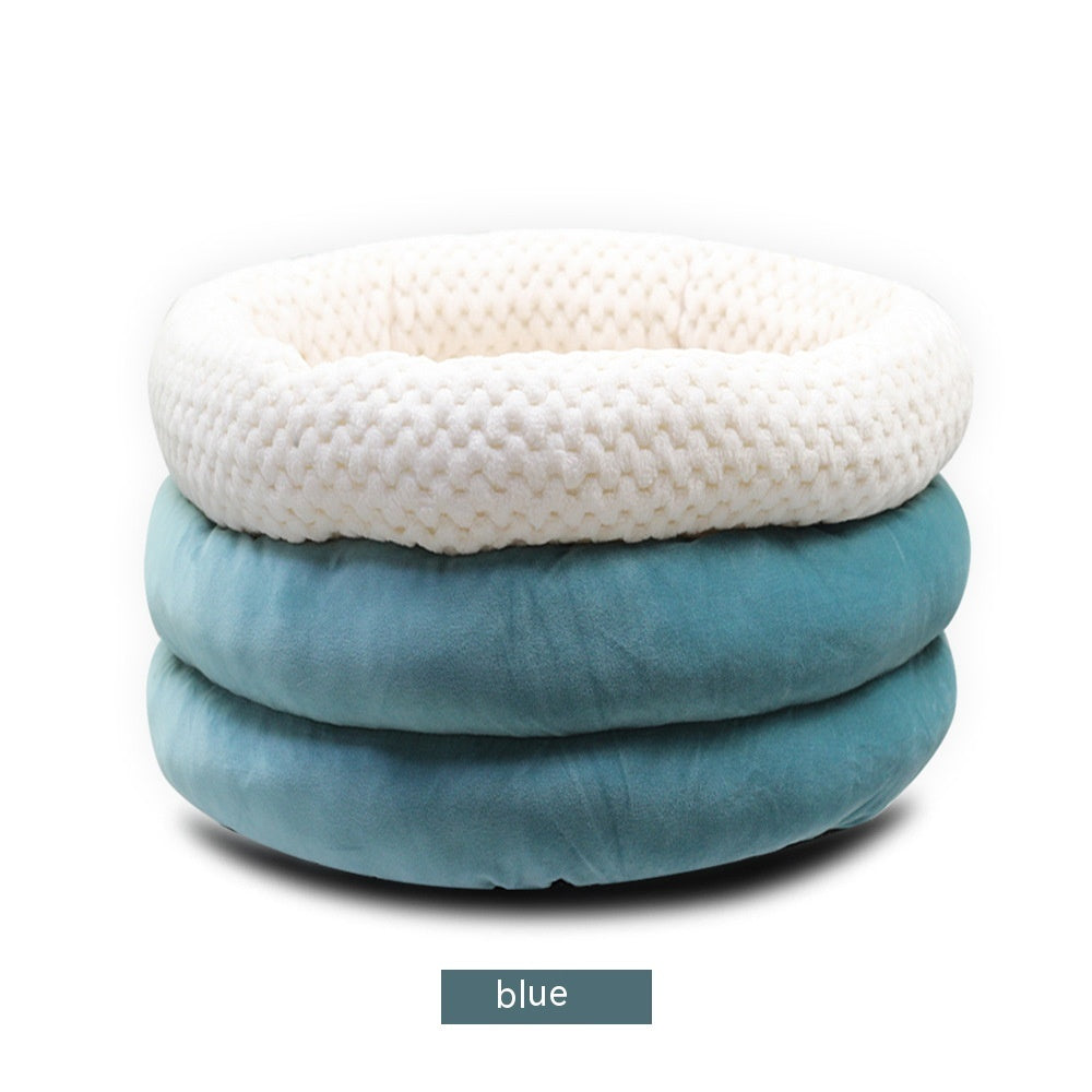 Semi-Closed Round Ice Velvet Deep Sleep Pet Bed