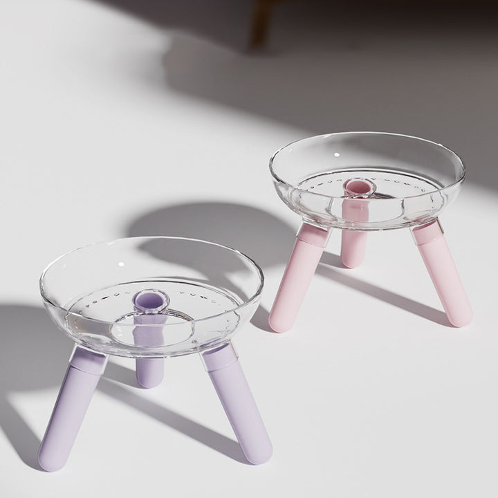 Pet Feeding And Drinking Bowl Transparent Anti-Knock Glass Feeder
