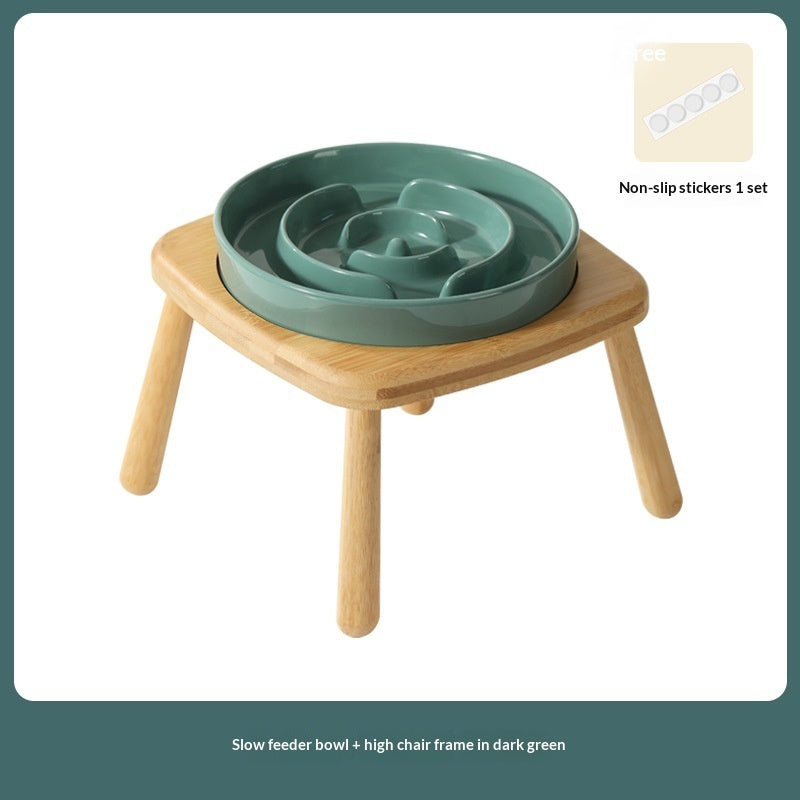 Pet Ceramic Slow Feeding Bowl Anti-Choking Tip-Proof Feeder
