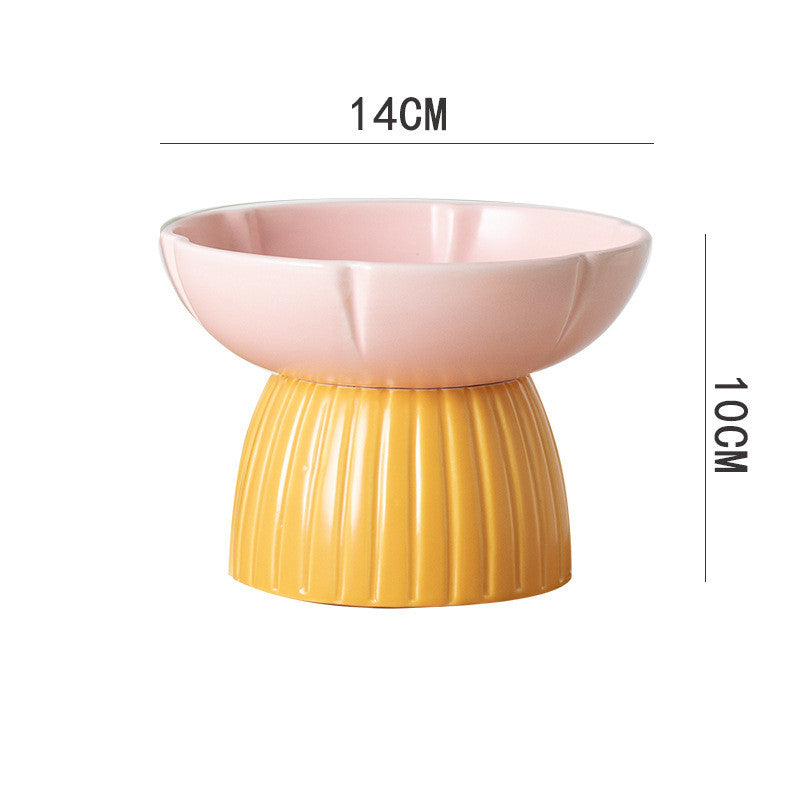 Pet Macaron Color Ceramic Feeding Bowl Anti-Slip Design