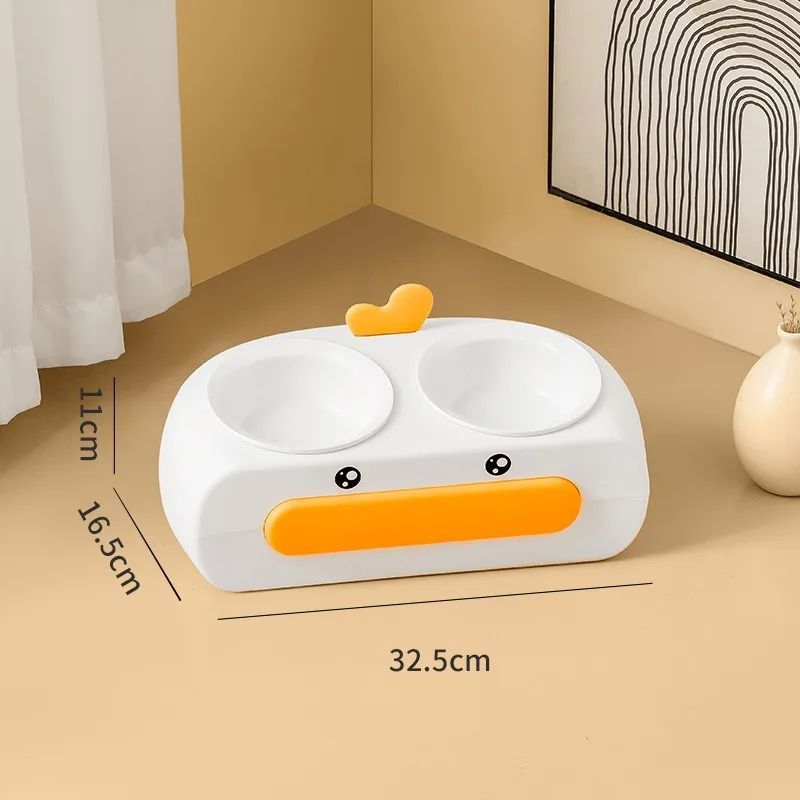 Pet Duck Design Double Bowl Feeding And Drinking Tray