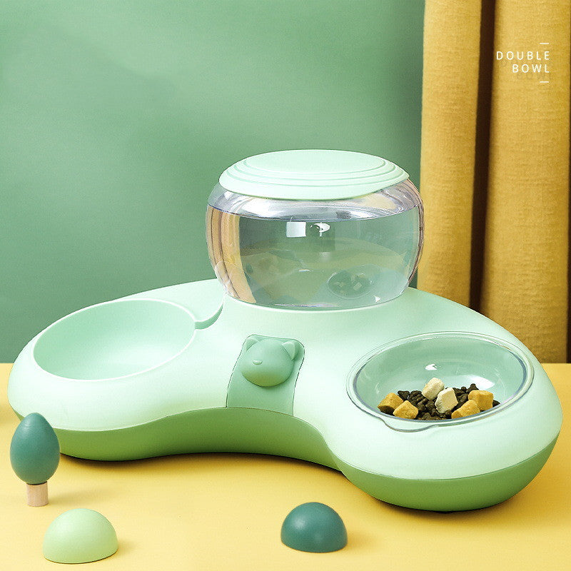 Pet Crescent Automatic Dual Feeding And Drinking Bowl System