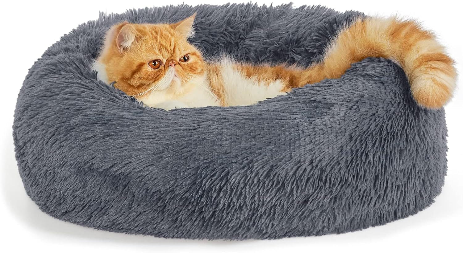 Pet Solid Color Non-Slip Round Plush Cozy Sleeping Bed