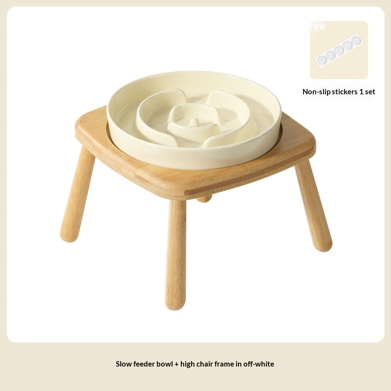 Pet Ceramic Slow Feeding Bowl Anti-Choking Tip-Proof Feeder