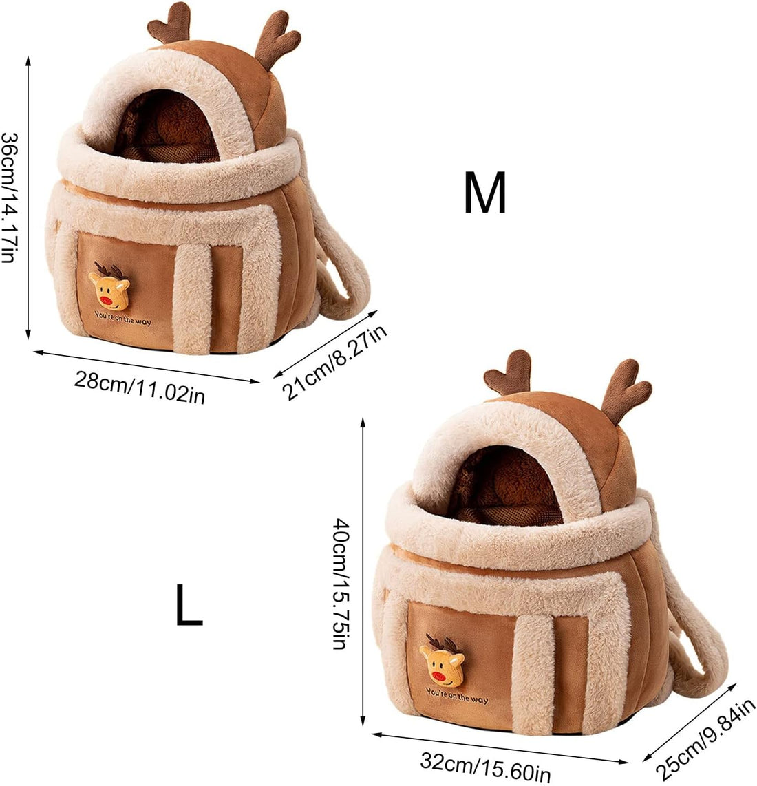 Portable Pet Carrier Backpack Winter Plush Travel Bag