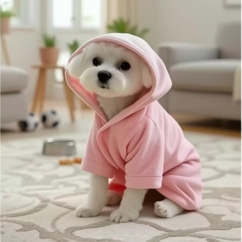 Pet Bath Towel Wearable Bathrobe Soft Thickened Coral Fleece