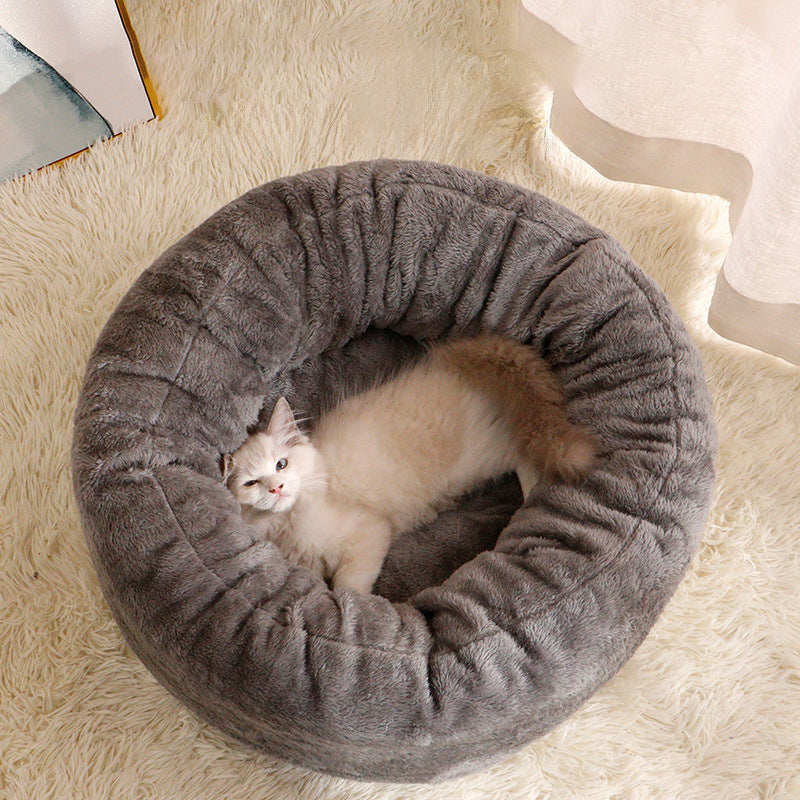 Pet Donut Round Plush Warm Cozy Sleeping Bed EU Warehouse