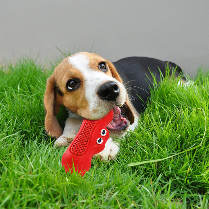 Pet Rugby Toy With Squeaker Natural Rubber Chew Design