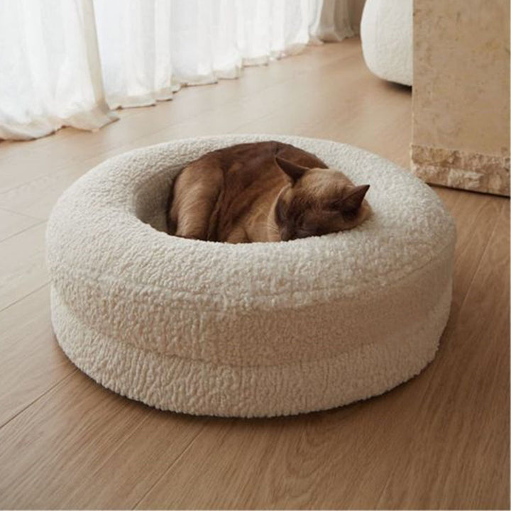 Pet Solid Color Round Leisure Bed Cozy Sleeping Nest