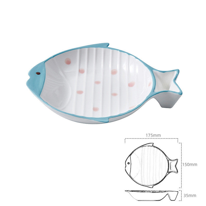 Pet Fish Shaped Ceramic Feeding Plate Bowl