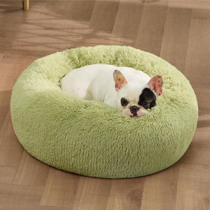 Pet Solid Color Non-Slip Round Plush Cozy Sleeping Bed