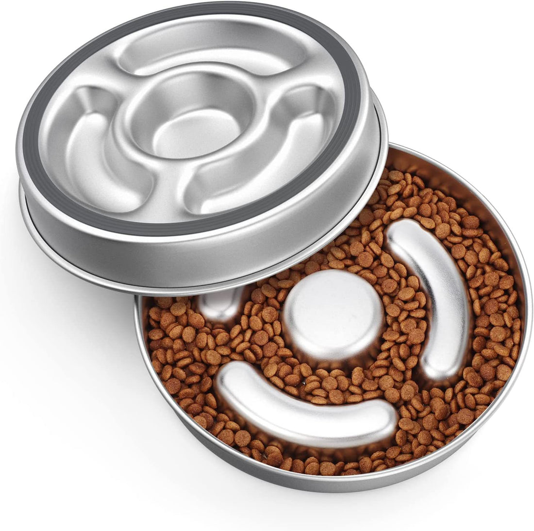 Pet Stainless Steel Slow Feeding Bowl Neck Support System