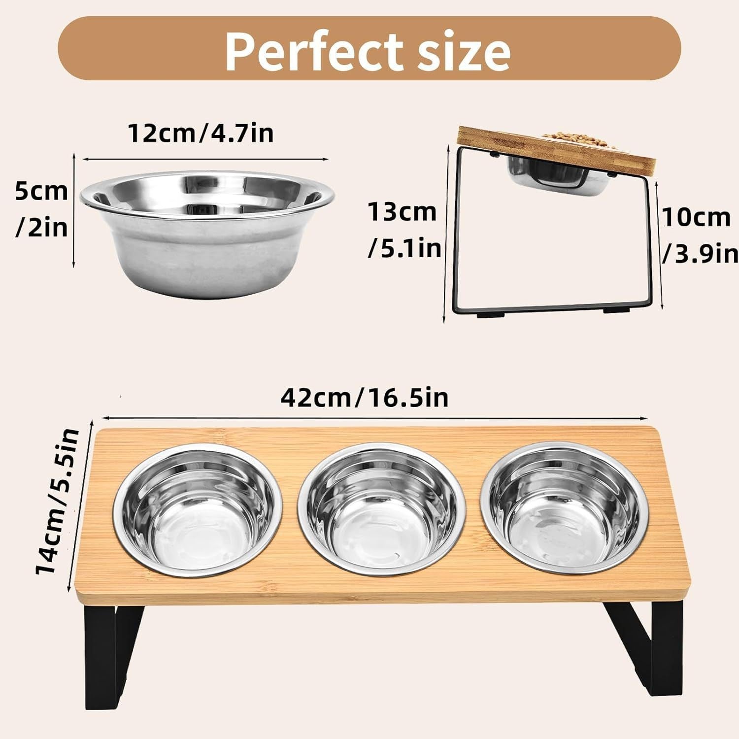 Pet Wooden Iron Feeding Rack Bowl Stand System