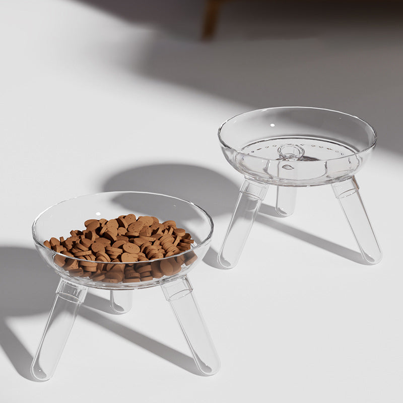 Pet Feeding And Drinking Bowl Transparent Anti-Knock Glass Feeder