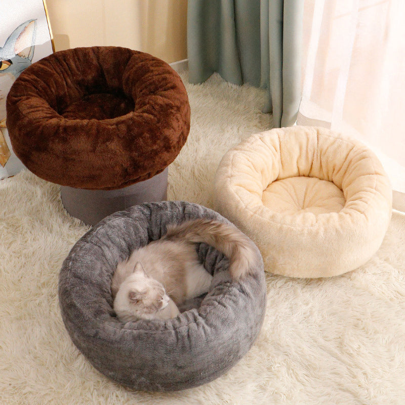 Pet Donut Round Plush Warm Cozy Sleeping Bed EU Warehouse