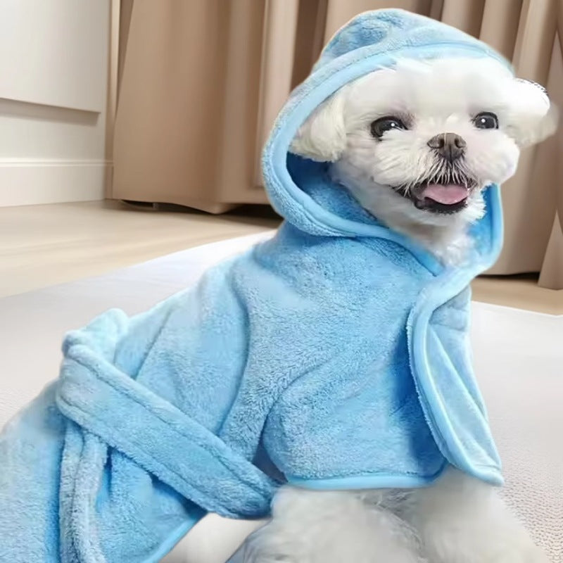 Pet Bath Towel Wearable Bathrobe Soft Thickened Coral Fleece