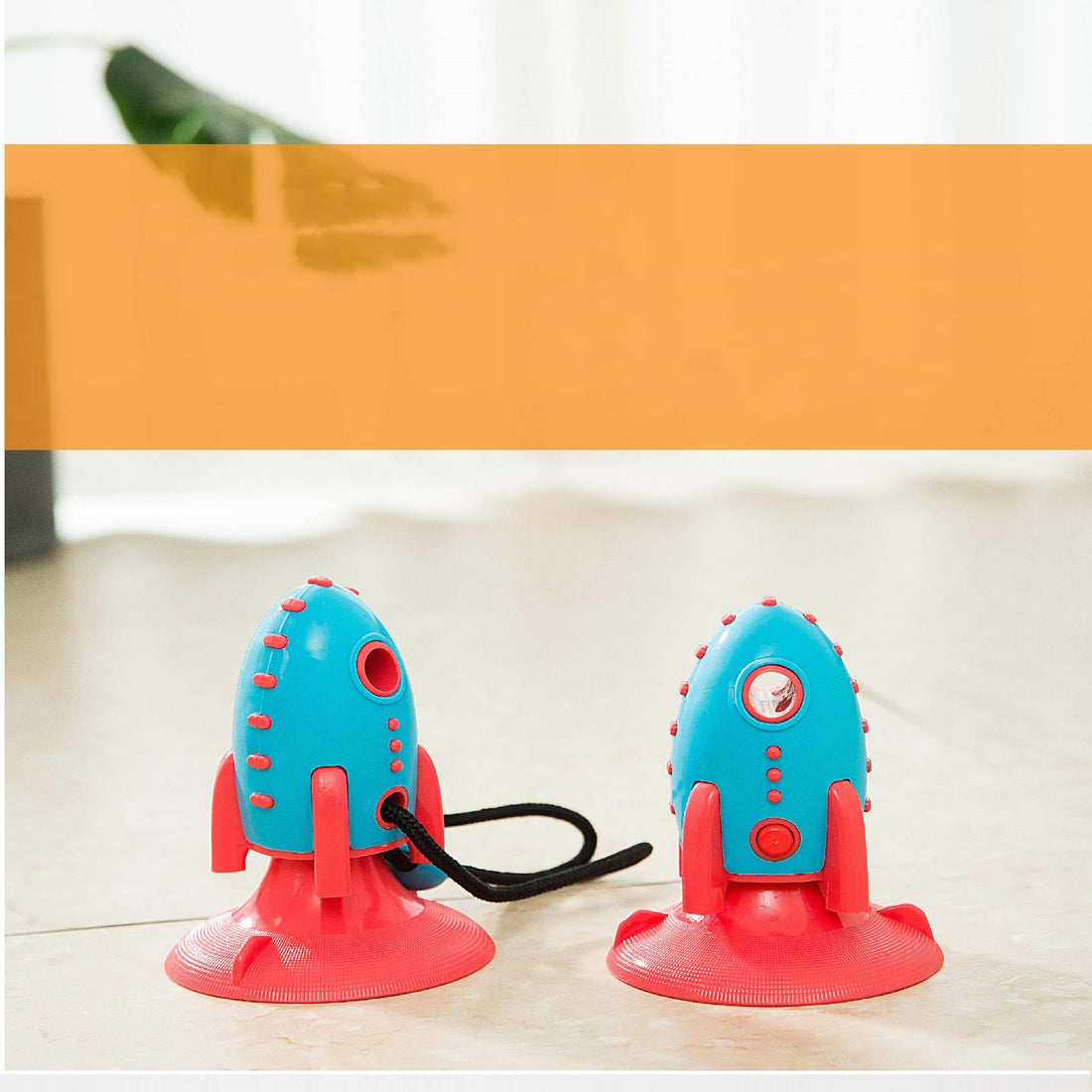 Pet Rocket Toy With Food Dispensing Bite Resistant Design