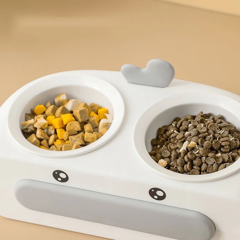 Pet Duck Design Double Bowl Feeding And Drinking Tray