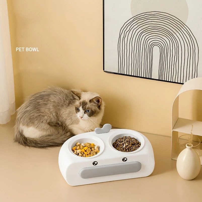 Pet Duck Design Double Bowl Feeding And Drinking Tray