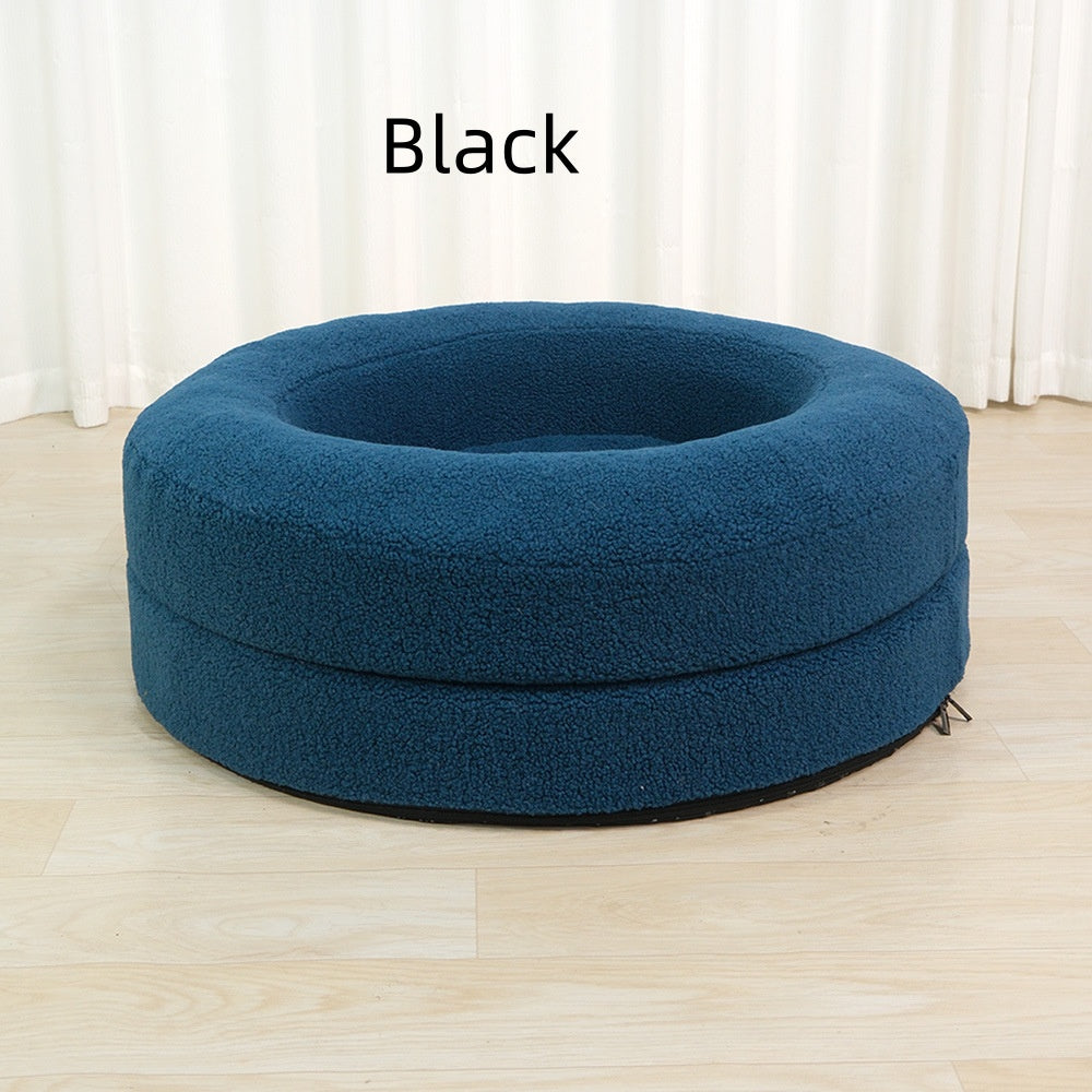 Pet Solid Color Round Leisure Bed Cozy Sleeping Nest