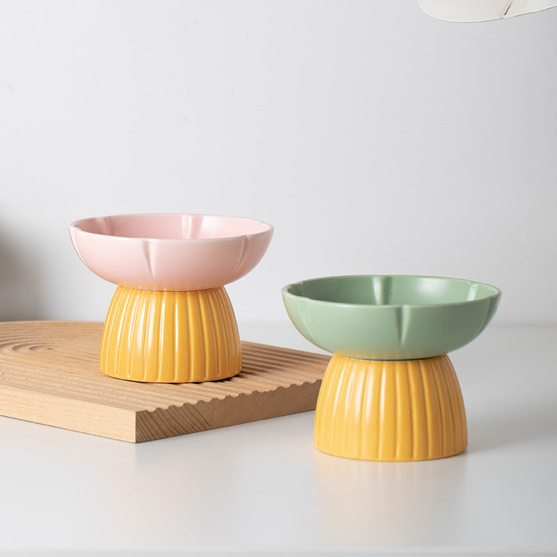 Pet Macaron Color Ceramic Feeding Bowl Anti-Slip Design