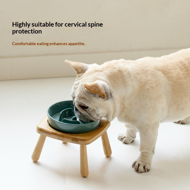 Pet Ceramic Slow Feeding Bowl Anti-Choking Tip-Proof Feeder