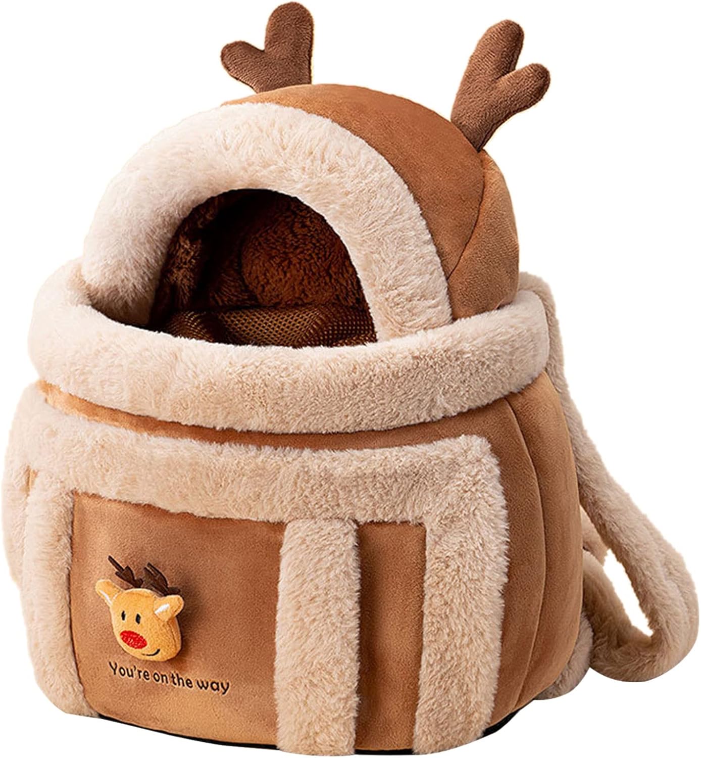 Portable Pet Carrier Backpack Winter Plush Travel Bag