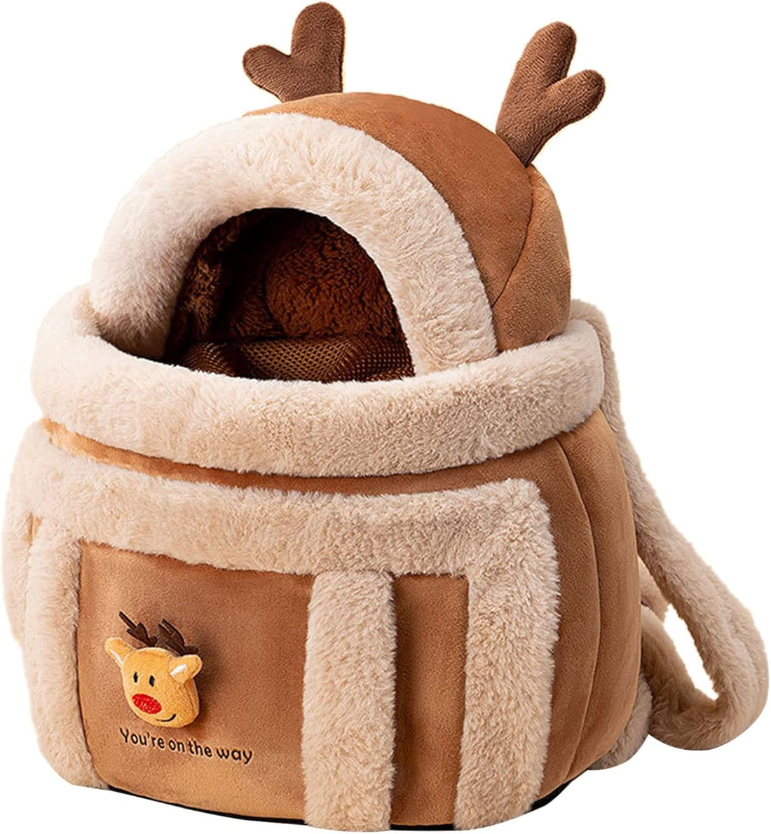 Portable Pet Carrier Backpack Winter Plush Travel Bag