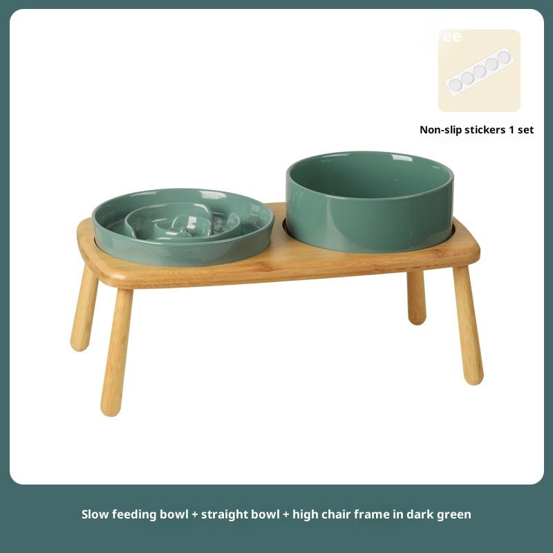 Pet Ceramic Slow Feeding Bowl Anti-Choking Tip-Proof Feeder