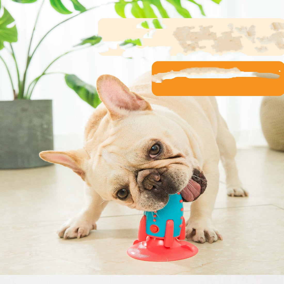 Pet Rocket Toy With Food Dispensing Bite Resistant Design