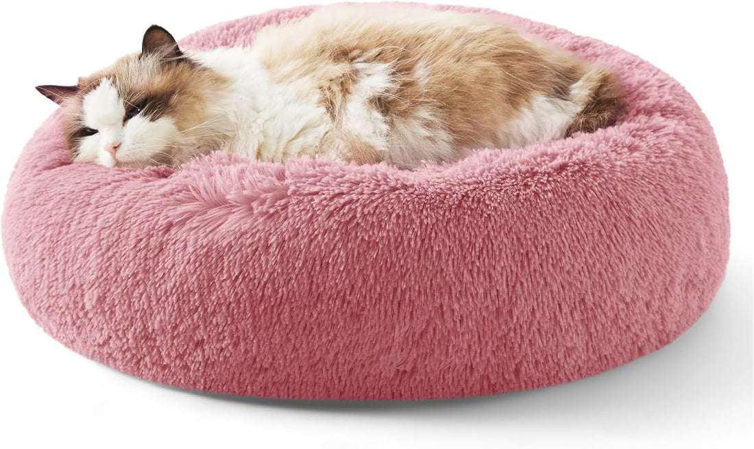 Pet Solid Color Non-Slip Round Plush Cozy Sleeping Bed
